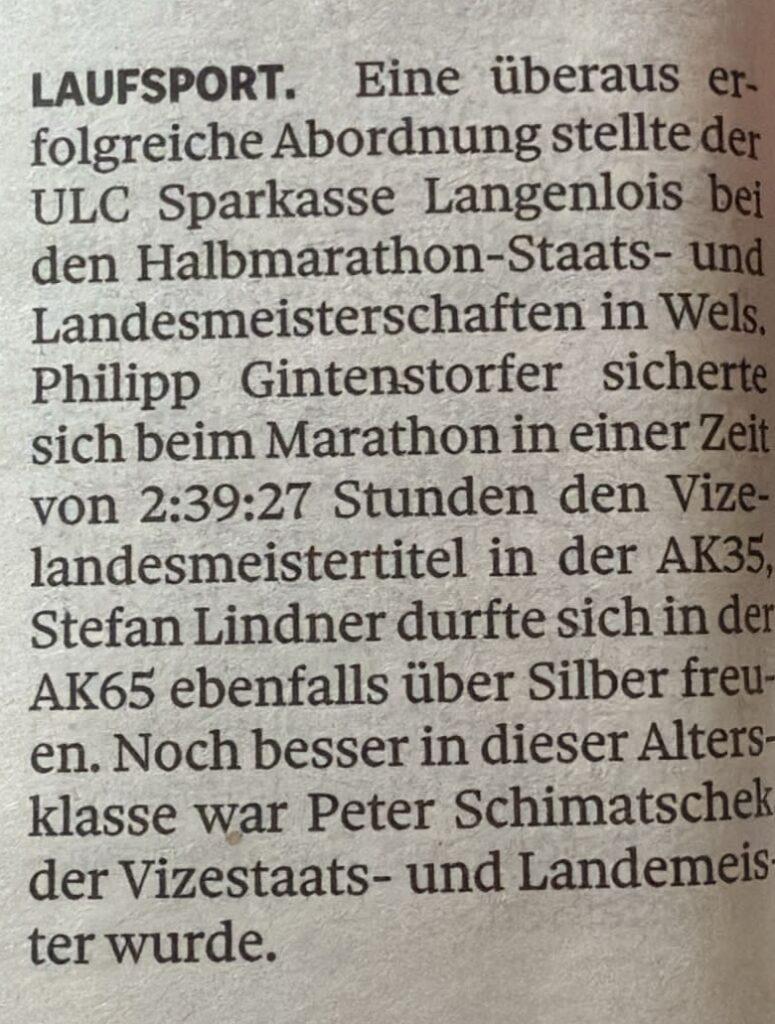 Staats- und Landesmeisterschaften Marathon LINZ - NÖN Krems 16.4.2025